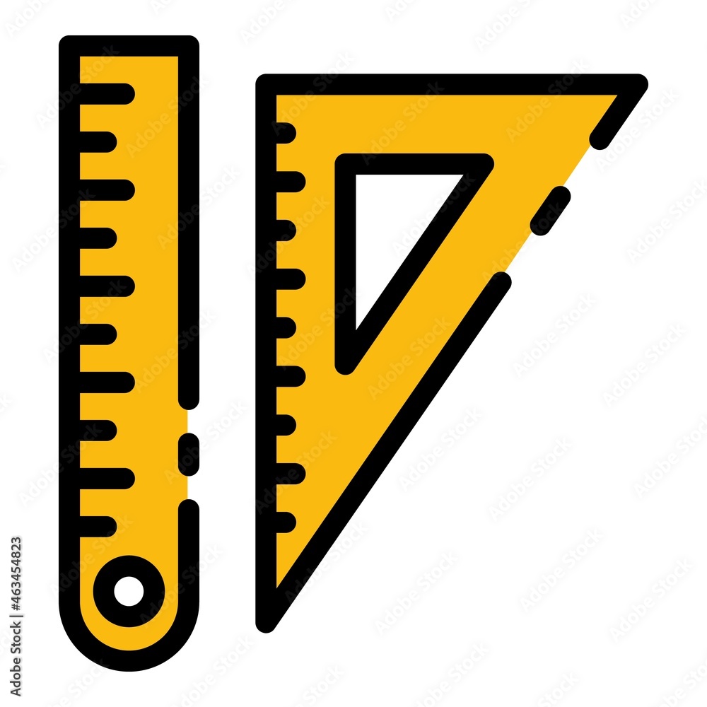 Poster ruler triangular icon. outline ruler triangular vector icon color flat isolated