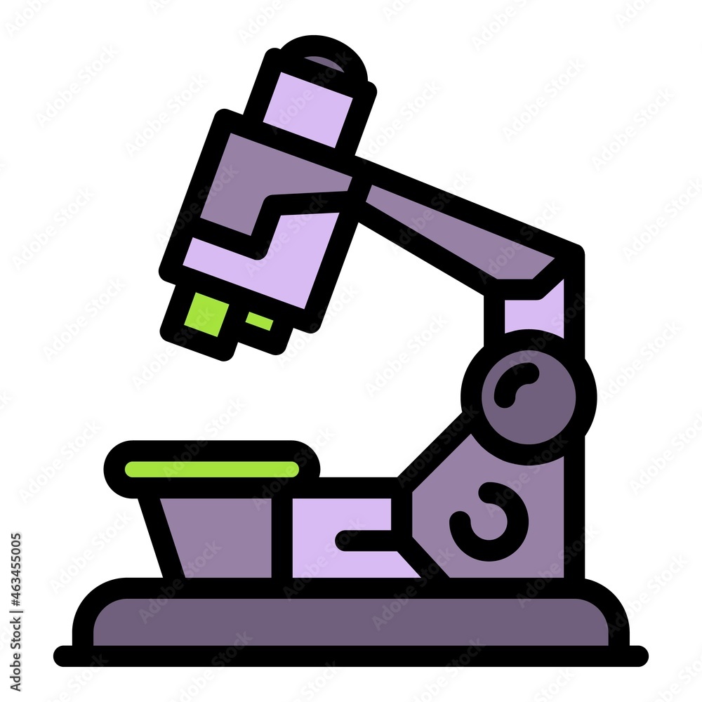 Poster microscope icon. outline microscope vector icon color flat isolated