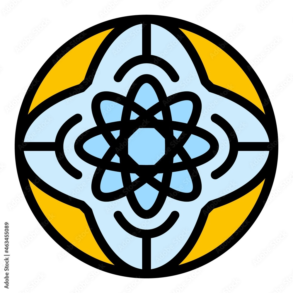 Poster global atom icon. outline global atom vector icon color flat isolated