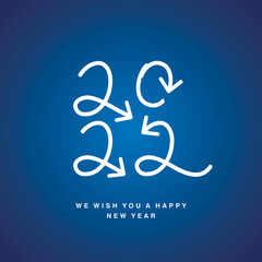 New Year 2022 resolutions handwritten white line design arrow guidelines for 2022 success blue background