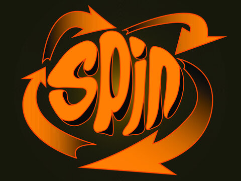 vector illustration with a stylized image of the word spin for prints on labels, banners, posters, T-shirts and for decorating the interiors of discos, bars, studios