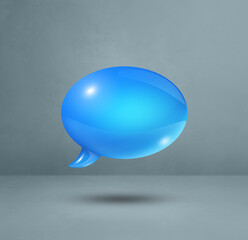 Blue speech bubble on grey square background