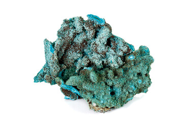 Macro mineral stone Malachite against white background