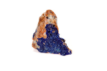 Macro mineral stone Malachite and Azurite against white background