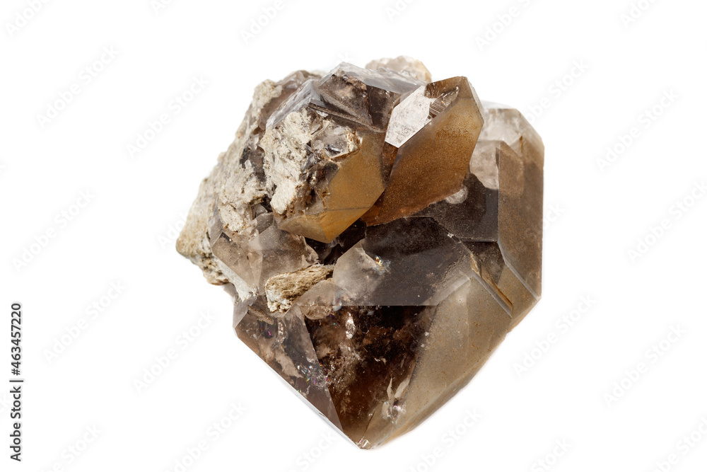 Wall mural macro mineral stone smoky quartz on a white background