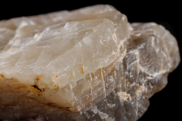 Macro mineral stone Moonstone a black background