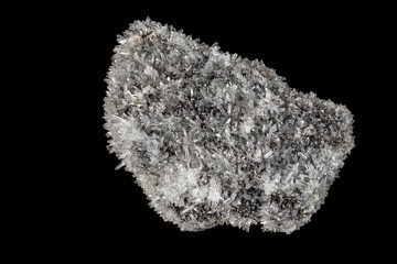 Macro mineral stone sulfite quartz on a black background