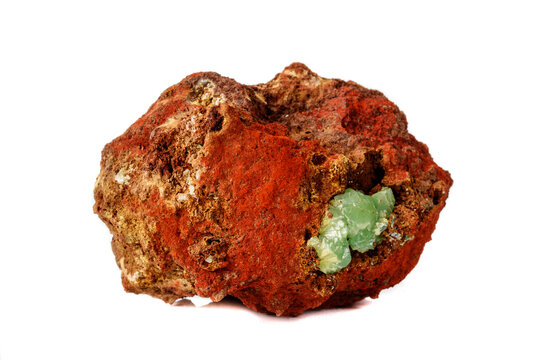 Macro mineral stone Adamite on a white background