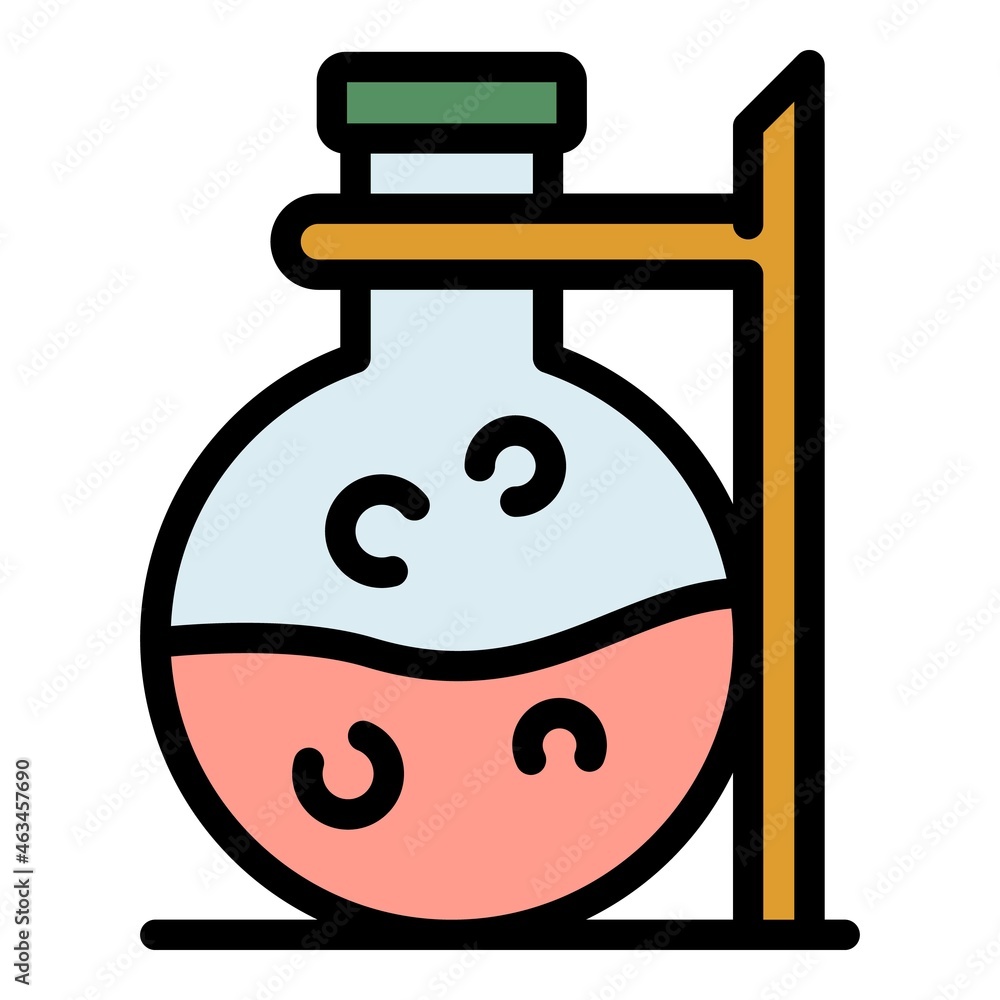 Poster boiling chemical flask icon. outline boiling chemical flask vector icon color flat isolated