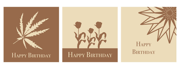 Fototapeta na wymiar Happy Birthday greeting card design. Botanical pattern . 