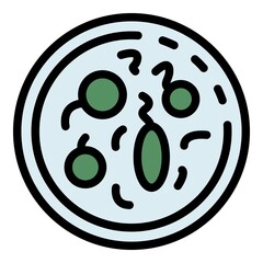 Blood under microscope icon. Outline blood under microscope vector icon color flat isolated