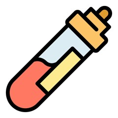 Hospital blood test tube icon. Outline hospital blood test tube vector icon color flat isolated