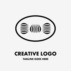 black bow tie logo in oval. creative and simple vector logo. Abstract business logo icon design template