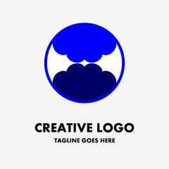 Fototapeta na wymiar cloud logo, icon of two blue clouds in a circle. creative and simple vector logo. Abstract business logo icon design template