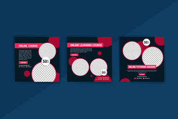 Online courses and classes. Social media post templates for digital marketing and promotion. Advertisements for webinars. Keep studying even at home.