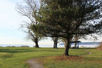 Late fall landscape with a bay view at Marine Park