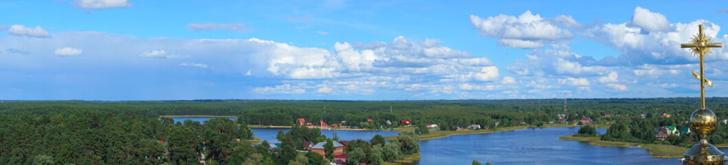 Panoramic view of Lake Seliger and islands from the observation deck