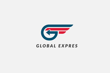 logotype letter g with fast arrow, Fast Forward Global Express logo designs vector, Modern courier Expedition logo template