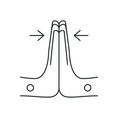 Carpal tunnel syndrome, line icon, two hands, palms pressed together