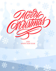 Fototapeta na wymiar Merry Christmas vector text Calligraphic Lettering design card template. Calligraphic handmade lettering.