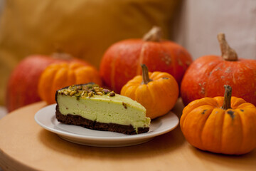 pistachio cheesecake with pumpkin