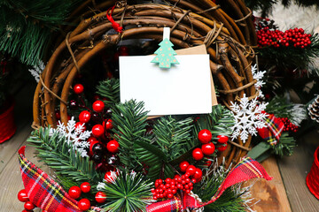 Fototapeta na wymiar Christmas background of fir branches, cones, Christmas balls and Christmas tree decorations 