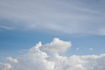 Cumulus clouds with a clear blue sky background in the midday. Types of clouds stock images.