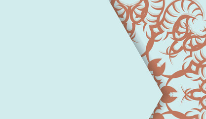 Baner of aquamarine color with greek coral pattern for design under your text