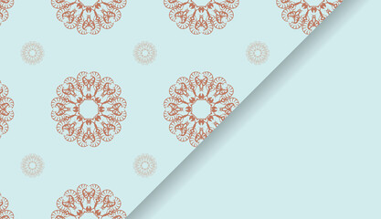 Baner in aquamarine color with vintage coral pattern for design under the text