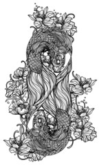 Tattoo art thai fish pattern literature hand drawing sketch