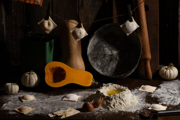 food photo of ravioli with pumpkin and ricotta