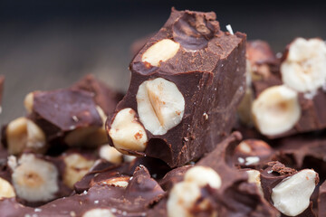 bitter chocolate with hazelnuts, homemade
