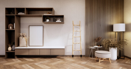 Interior, Cabinet in modern empty room on Livingroom. 3d rendering