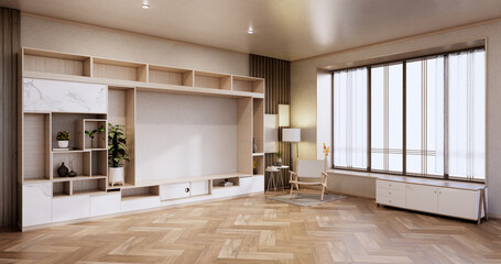 Interior, Cabinet in modern empty room on Livingroom. 3d rendering