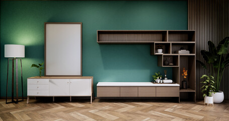 Interior, Cabinet in Modern Mint empty room on Livingroom. 3d rendering