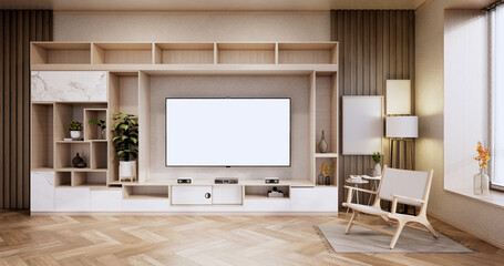 Interior, Cabinet in modern empty room on Livingroom. 3d rendering
