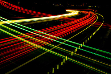 Fototapeta na wymiar car lights at night. long exposure
