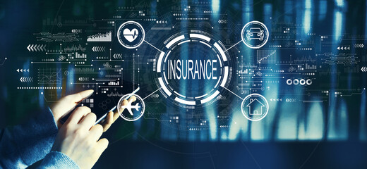 Insurance concept with person using a smartphone