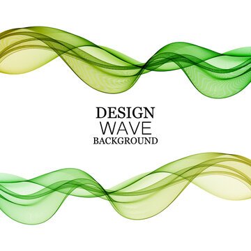 Abstract design background with green transparent wavy lines.
