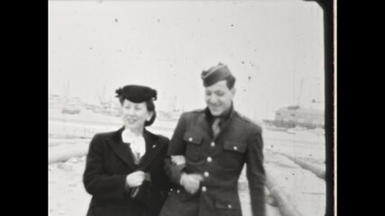 Mom GI Smile 1944 - A mother and her GI son smile and pose for the camera  