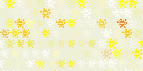 Light Red, Yellow vector backdrop with virus symbols.