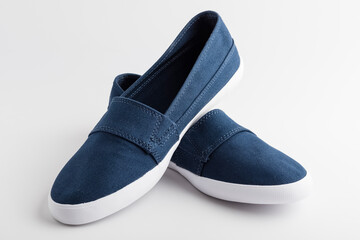 New stylish shoes, sneakers. Blue comfortable shoes on a white background. Women's shoes