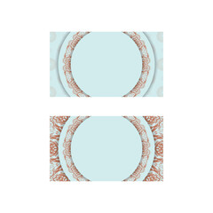 Business card in aquamarine color with abstract coral pattern for your brand.