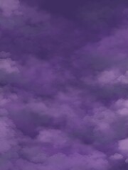 Dark vertical background with cumulus clouds, Purple banner