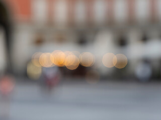 Bokeh light street in the central square.