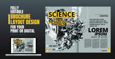 Modern vector templates for brochure, magazine, flyer, booklet with technology concept in background