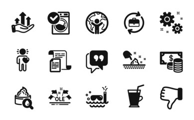 Vector set of Global business, Work and Scuba diving icons simple set. Ole chant, Human resources and Dislike hand icons. Skin moisture, Documents and Moisturizing cream signs. Vector