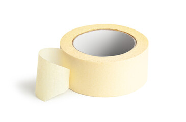 Roll of paper masking tape isolated on white