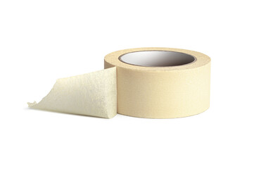 Roll of paper masking tape isolated on white