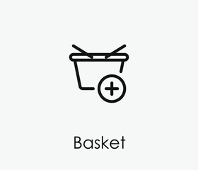 Add to basket vector icon. Editable stroke. Symbol in Line Art Style for Design, Presentation, Website or Apps Elements, Logo. Pixel vector graphics - Vector